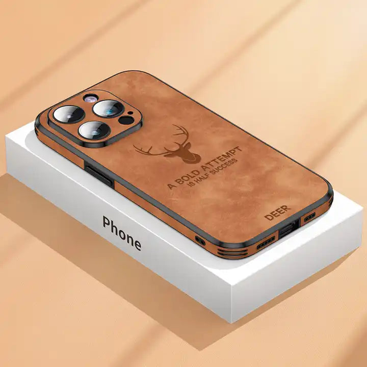 iPhone 14 Pro Back Cover - Shockproof Vegan Leather Case-2467