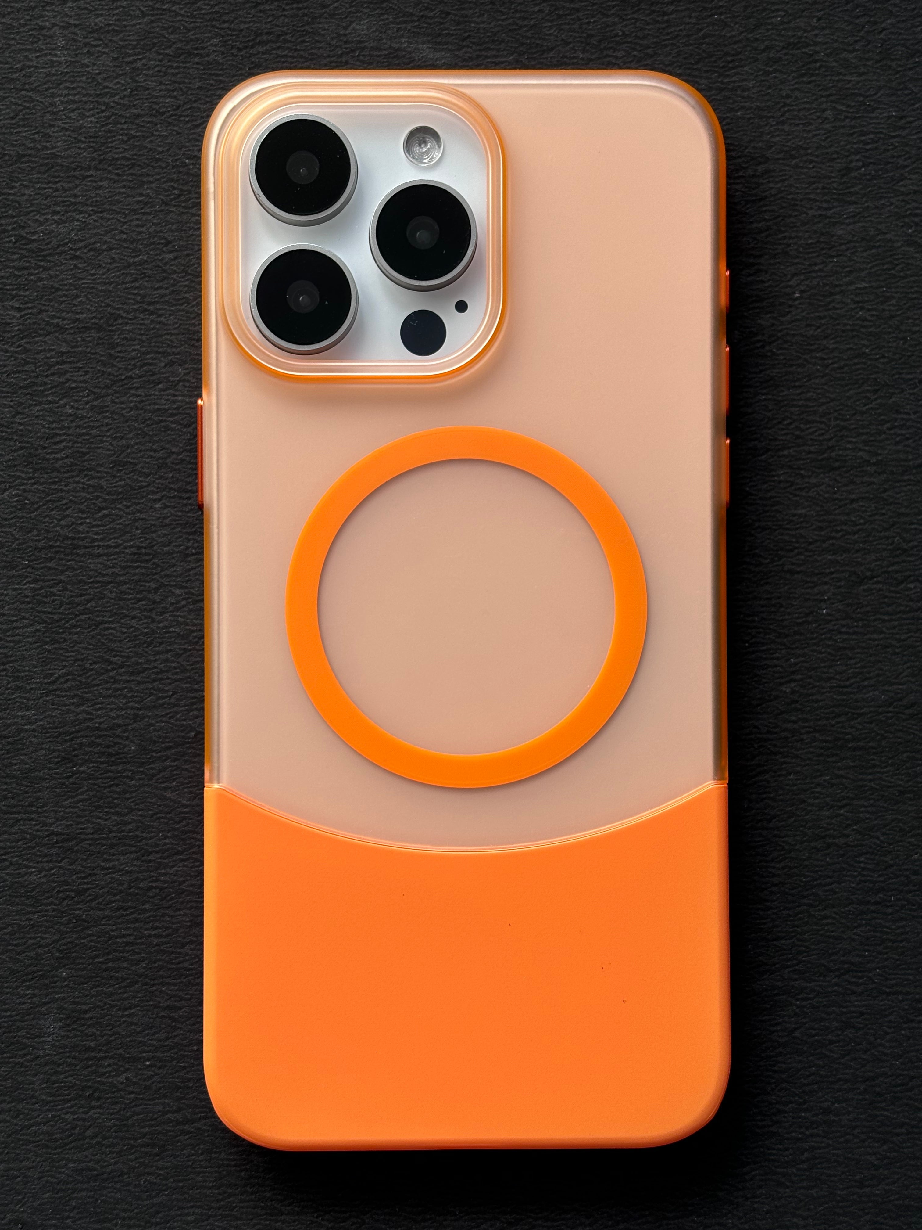 iPhone 15 Cover Orange Splicing Case With Wireless Charging Support-320