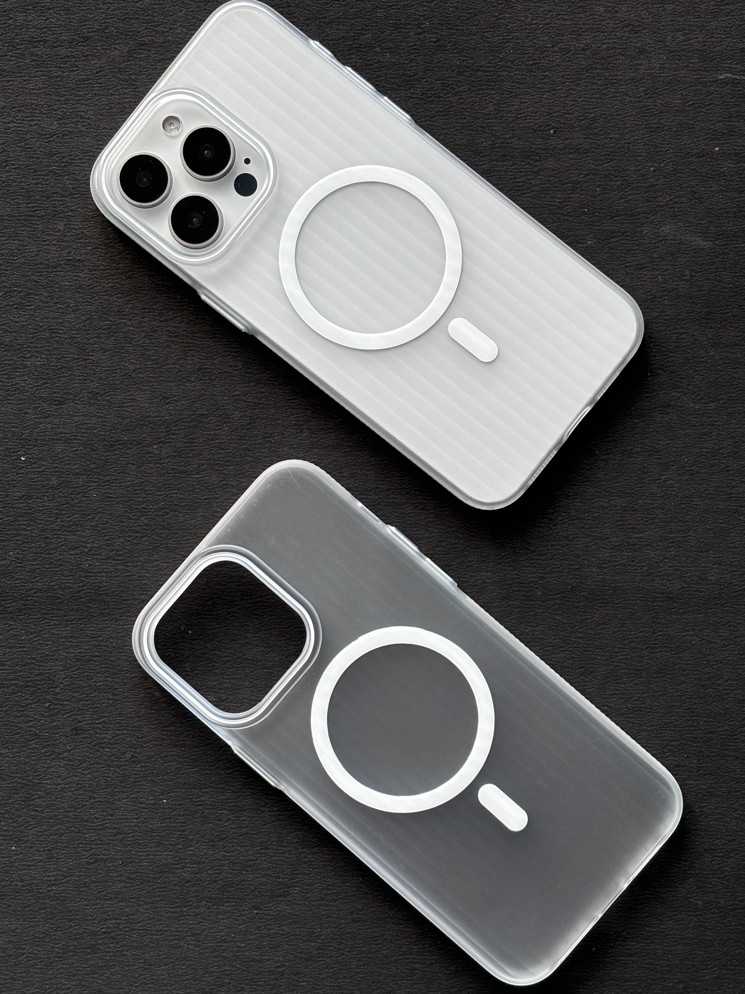 I Phone 14 Back Cover - White Hybrid MagSafe Case-1411