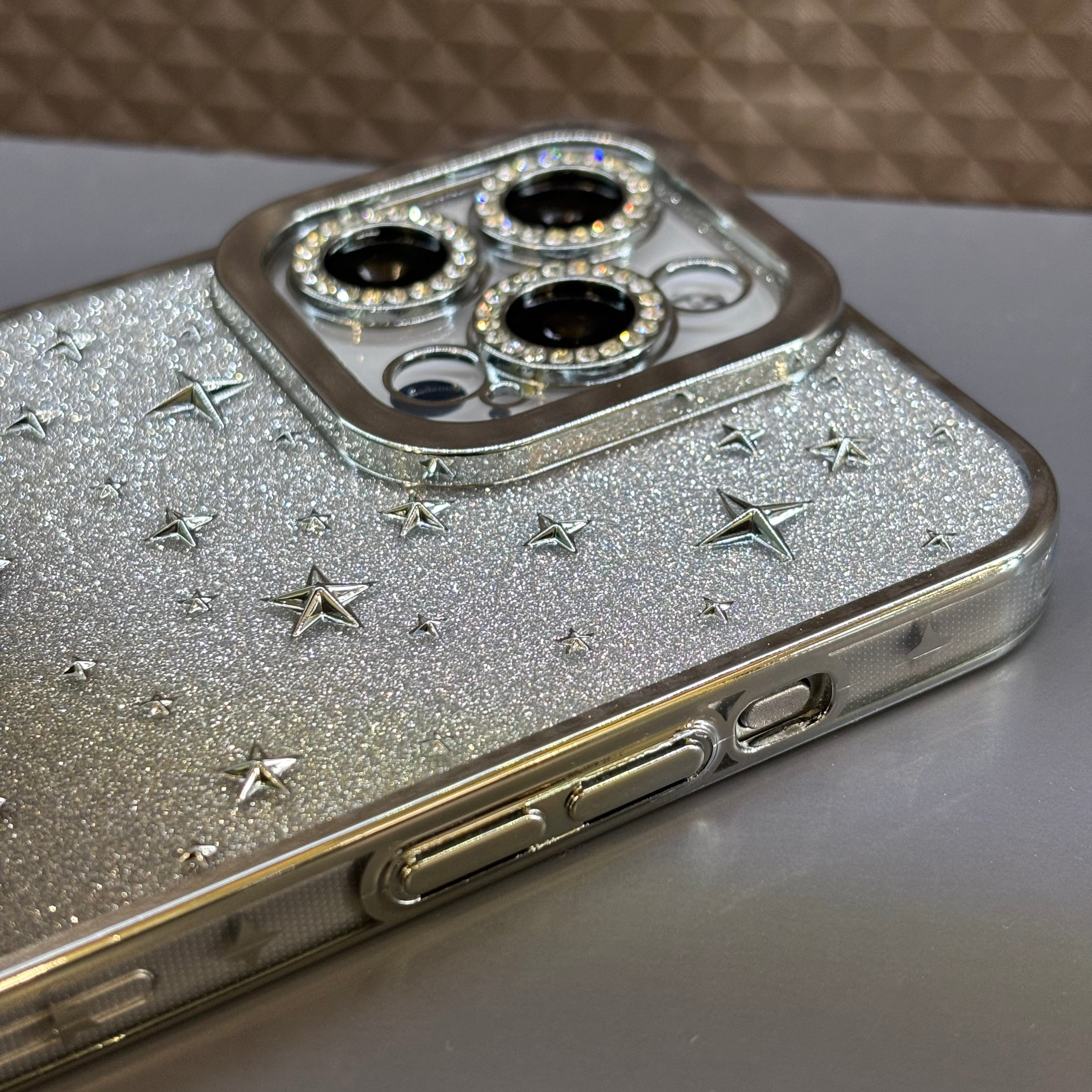iPhone 15 Cover Shockproof Glitter Girl Silver Phone Case
