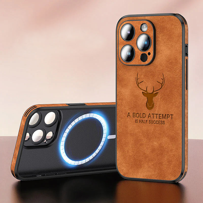 iPhone 14 Pro Back Cover - Shockproof Vegan Leather Case-2466