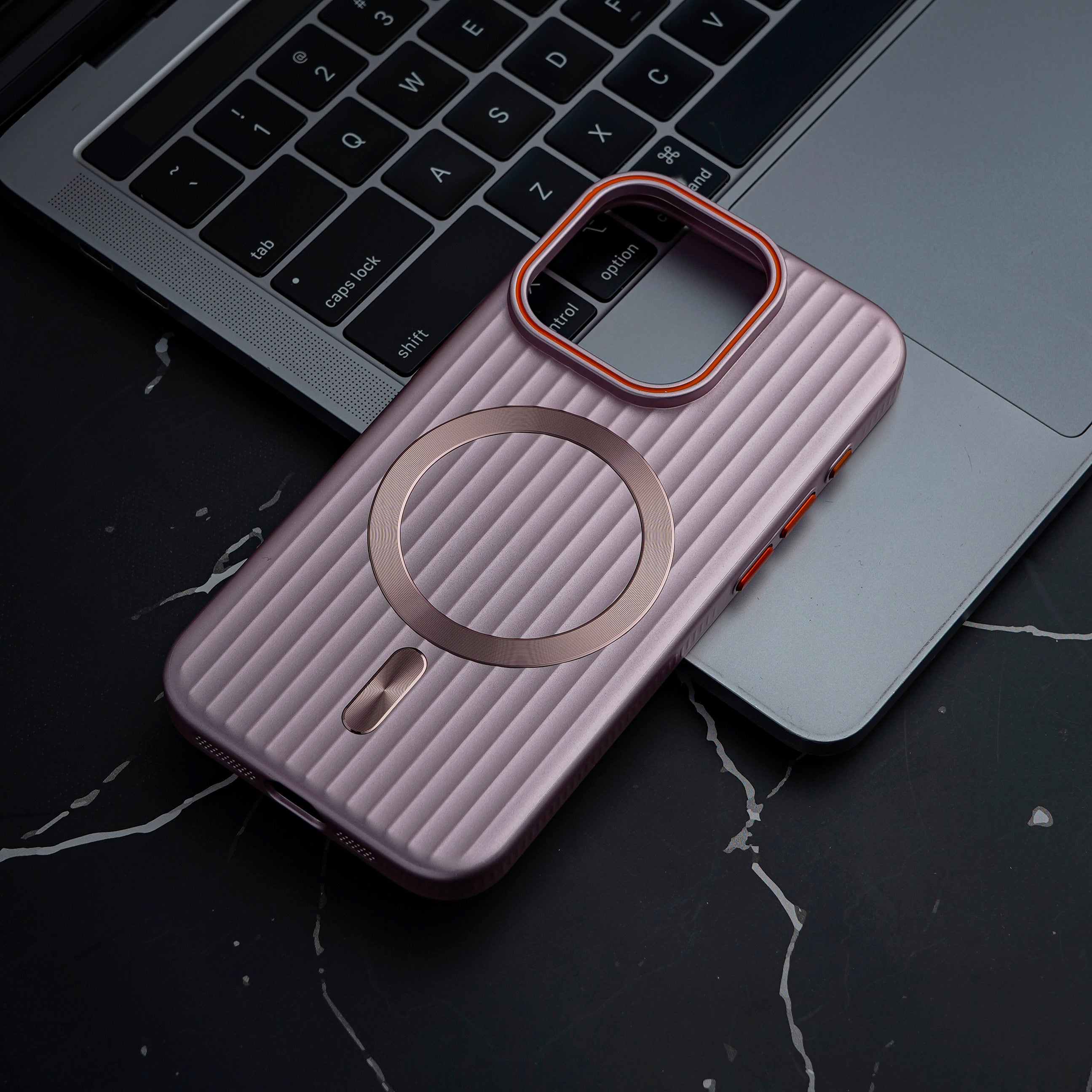 I Phone 14 Back Cover - Pink Wave Design Magnetic Case