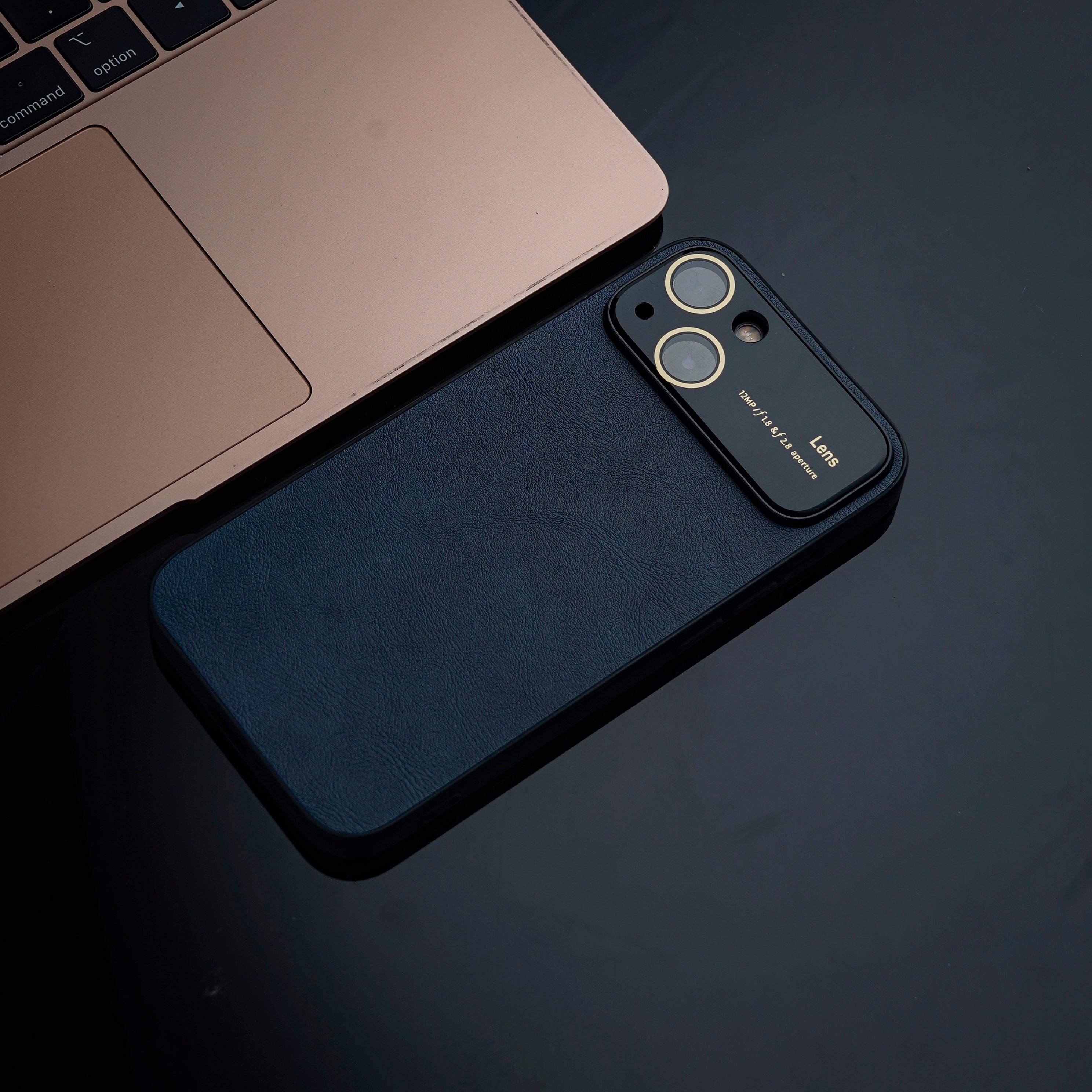 iPhone 14 Back Cover Blue Stylish Camera Protection Case