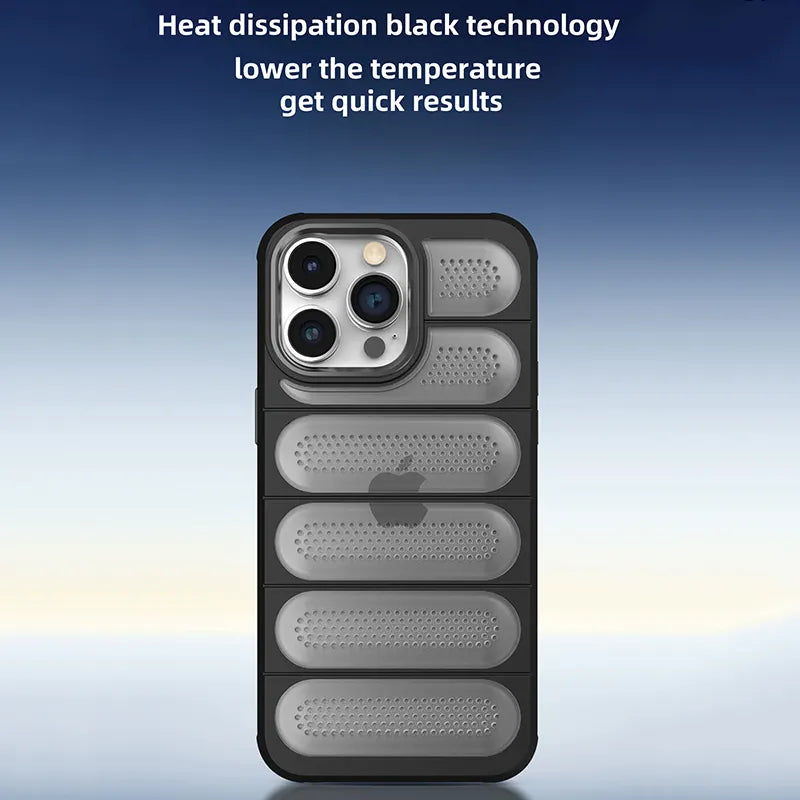 Iphone 13 Pro max  Trending Breathable Mesh Shell PC Matte with Metal Lens Frame  protection Ultra Thin phone case-Black