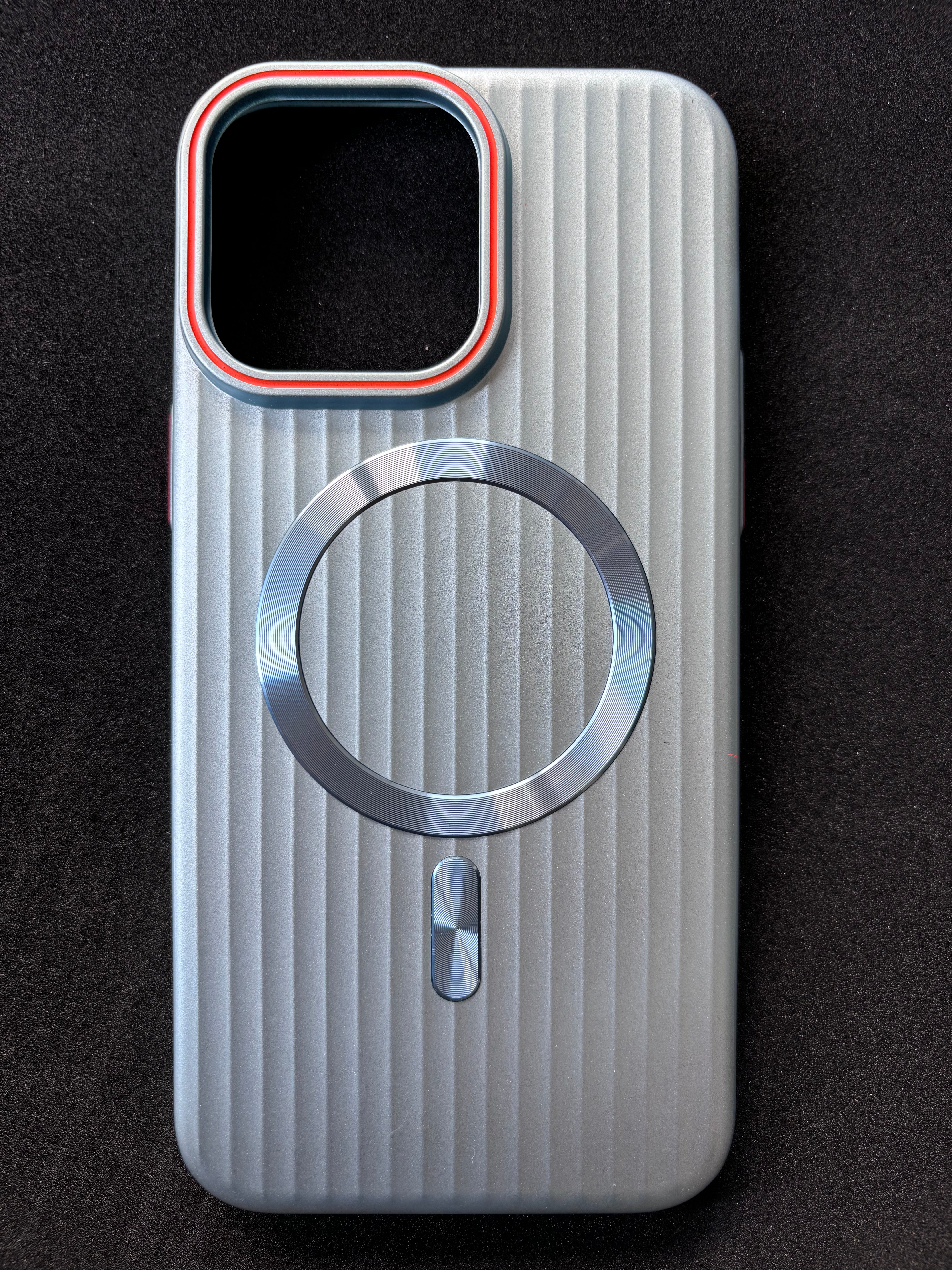 iPhone 13 Fashion Trend Corrugated PC Matte Skin Feel Luxury Wireless Charging Phone Case-Silver