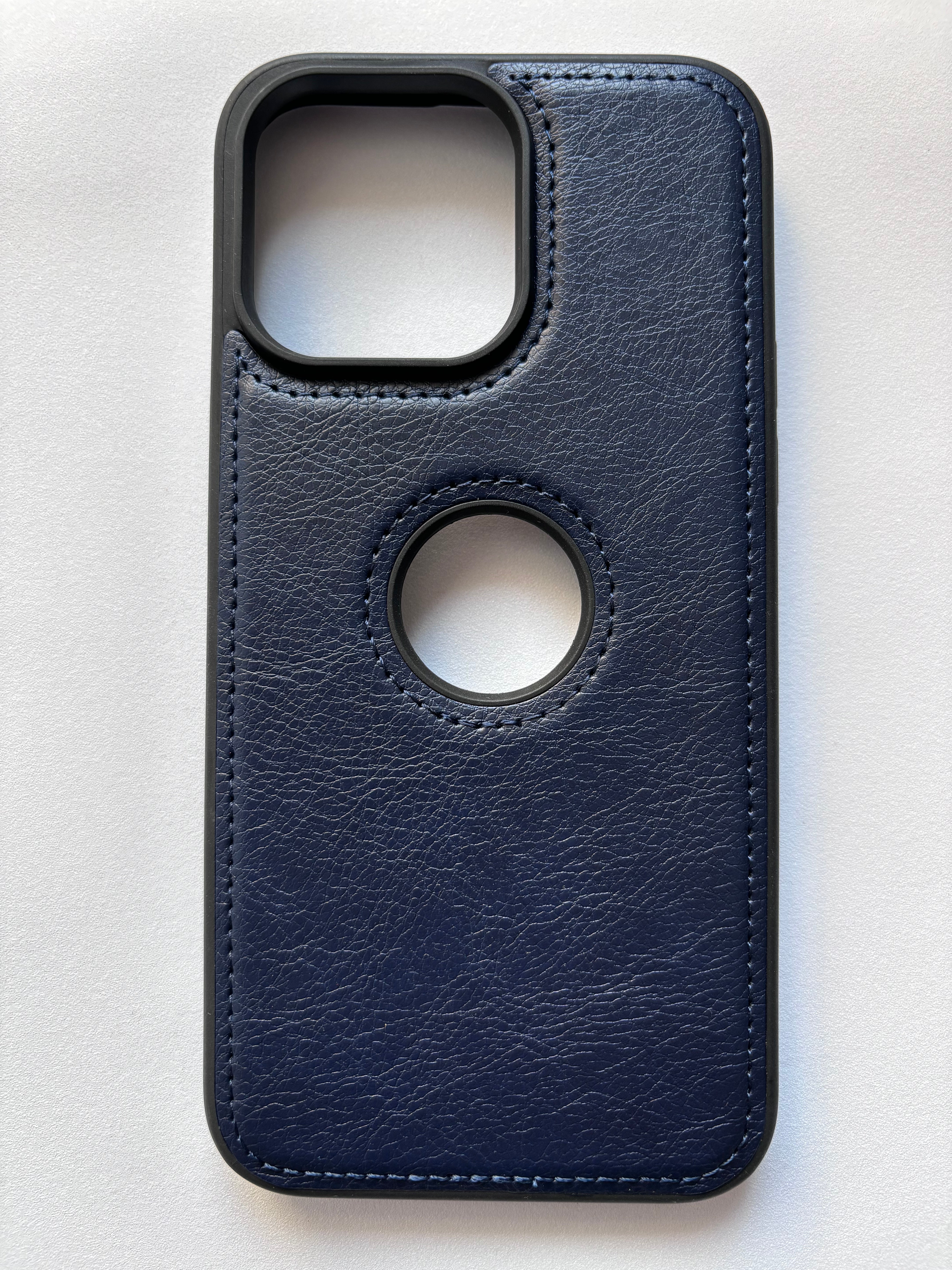 iPhone 14 Pro Max Vegan Leather Case with Logo Cut - Blue