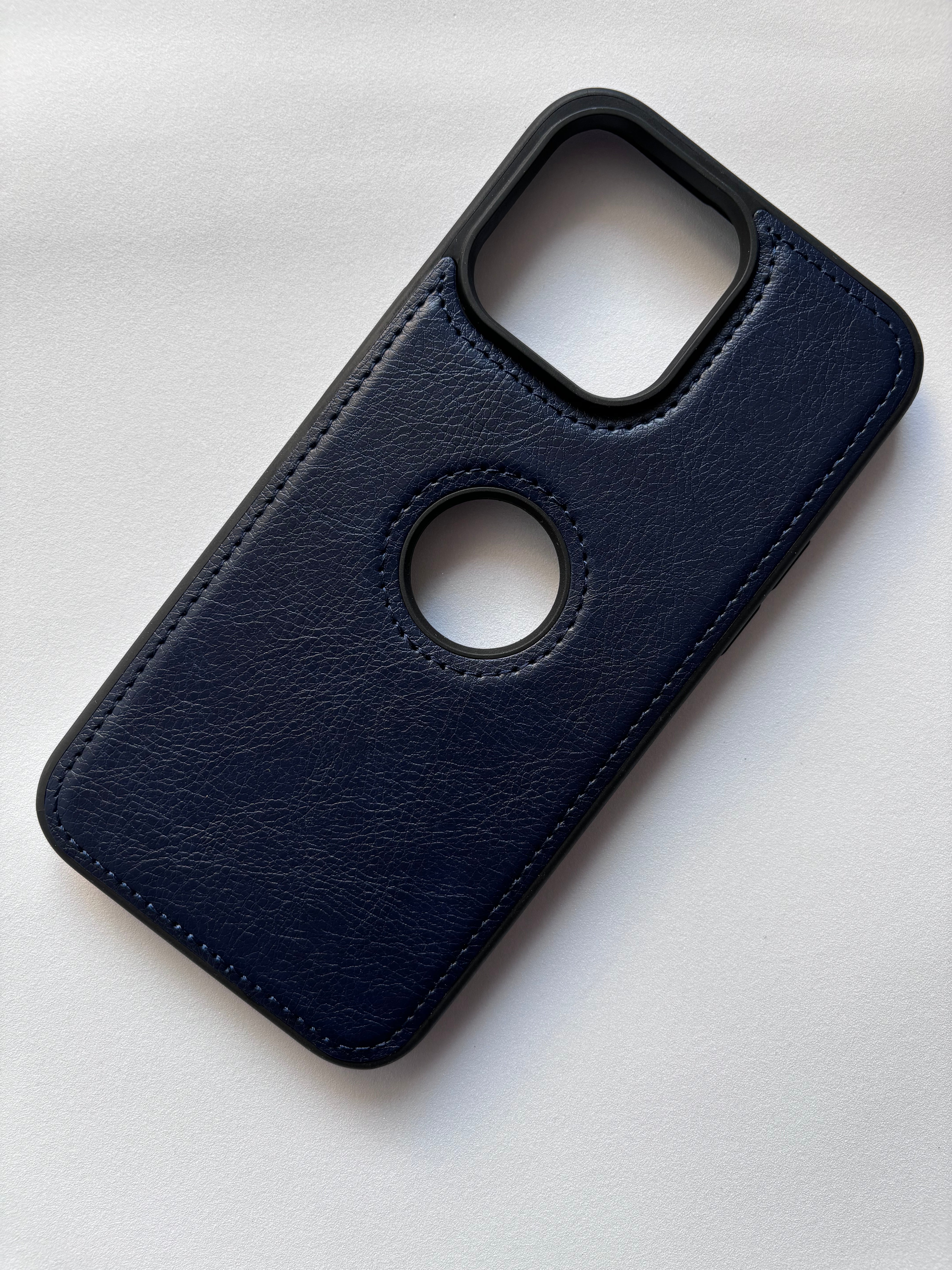 iPhone 14 Pro Max Vegan Leather Case with Logo Cut - Blue