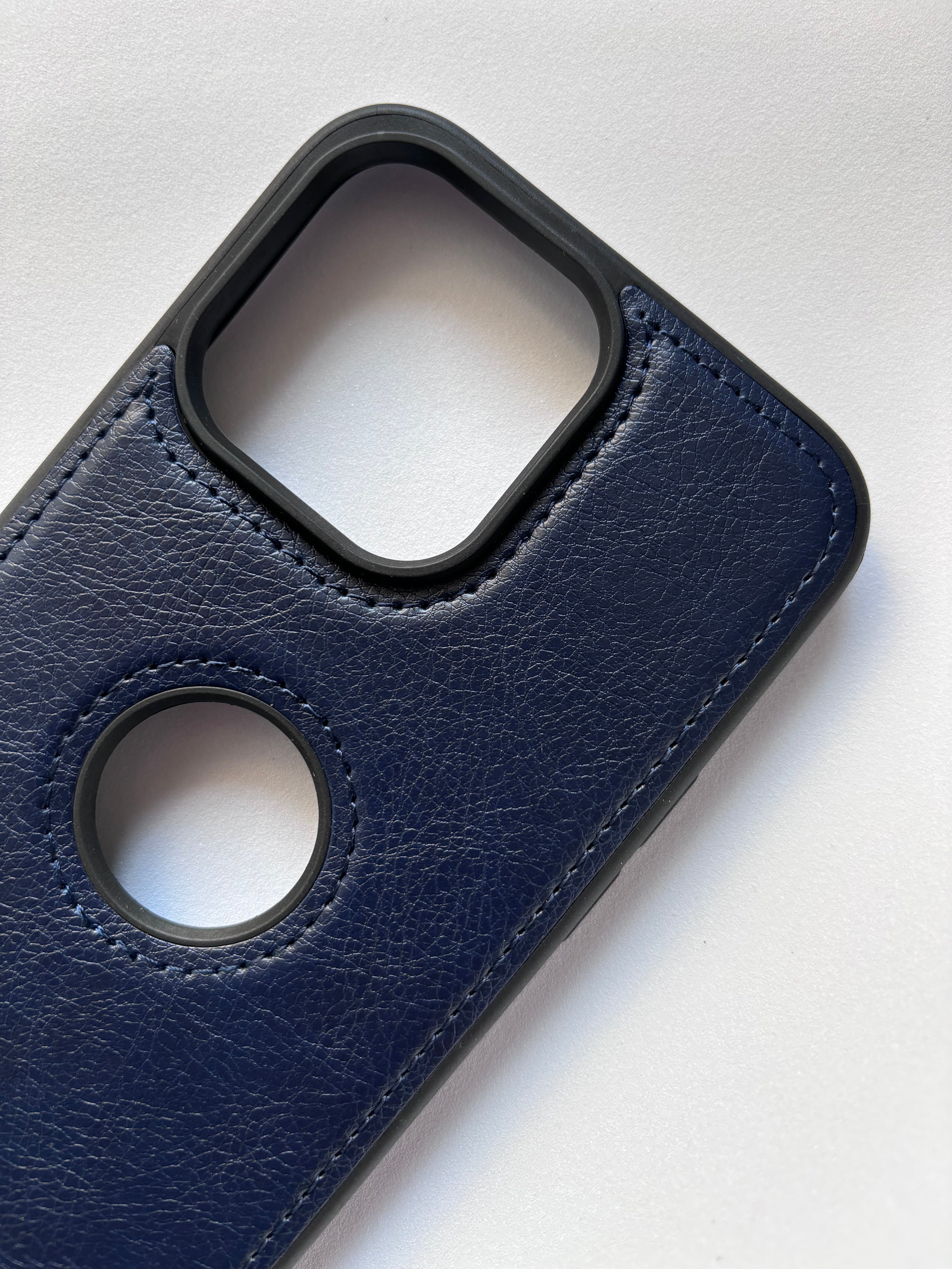 iPhone 14 Vegan Leather Case with Logo Cut - Blue