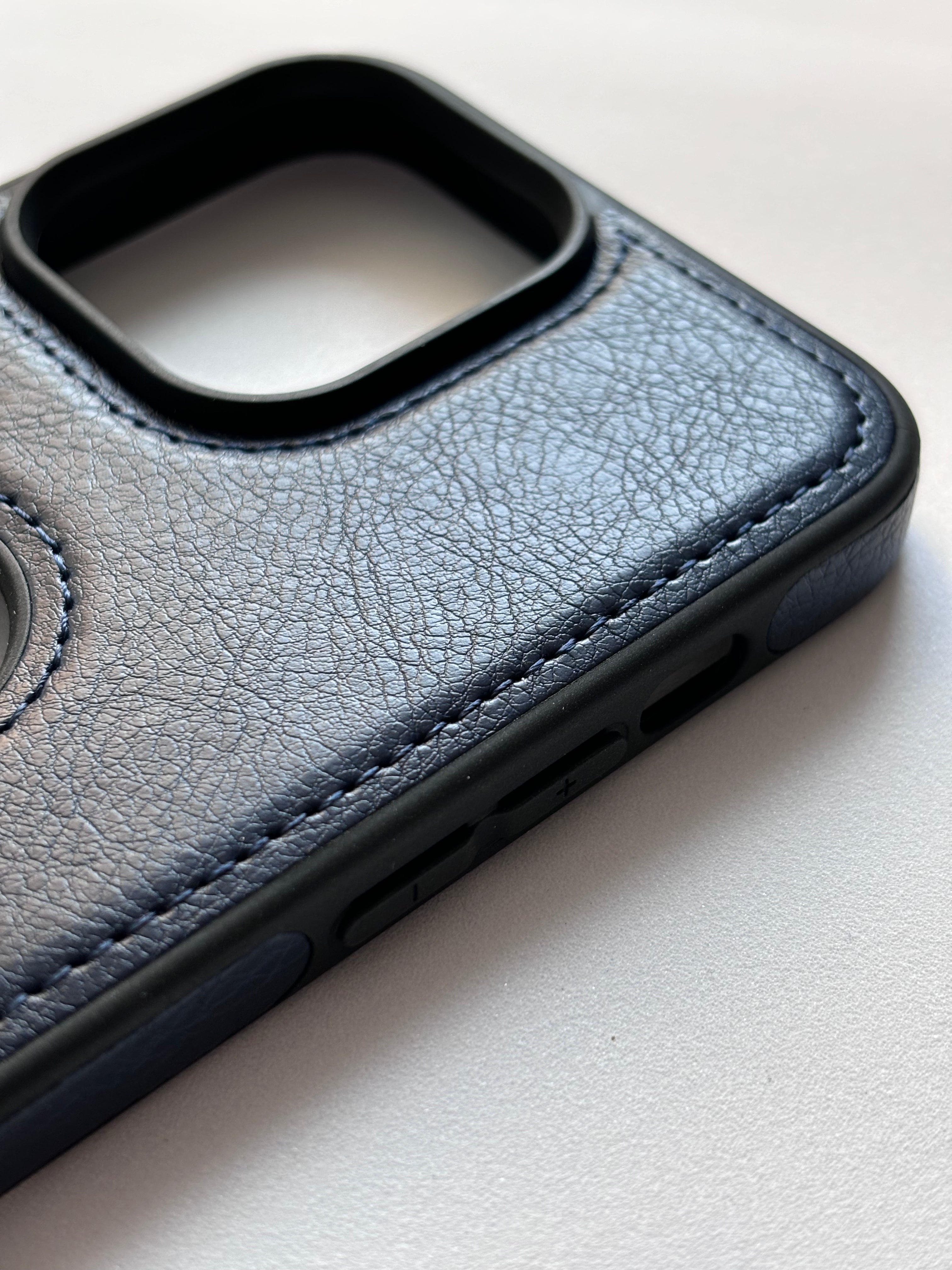 iPhone 14 Pro Max Vegan Leather Case with Logo Cut - Blue