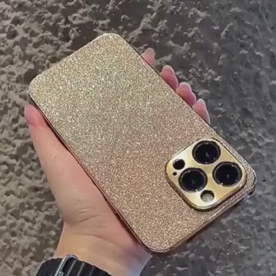 Iphone 15 Shockproof golden Plating Glitter Lens Camera Protection