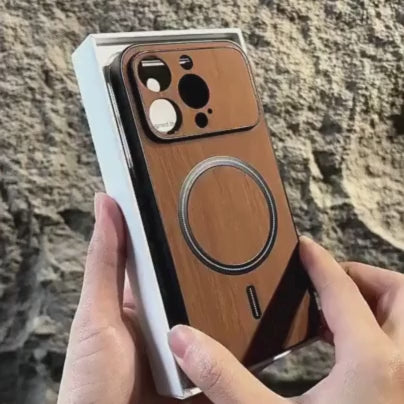 Iphone 14 pro Premium Wireless Charging Wood Grain Mobile Phone Cases