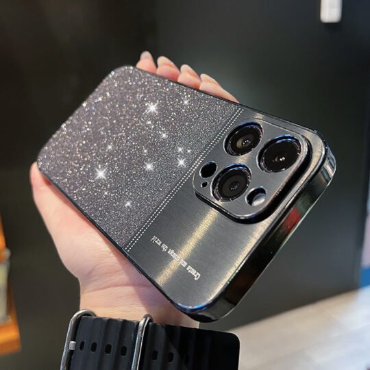iPhone 15 Cover With Camera Protection Glitter Case