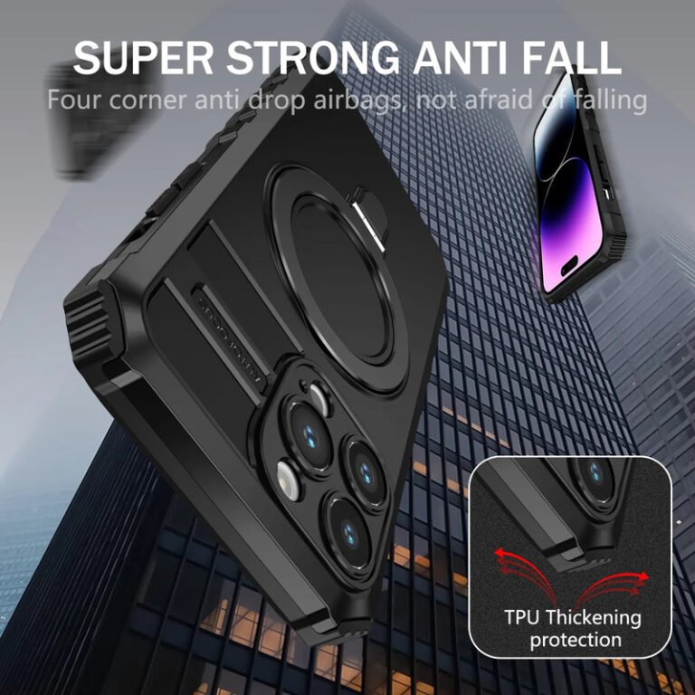 iPhone 14 Cover Black Case with Ring Holder - Image 10
