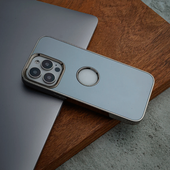 iPhone 14 Case Premium White Logo Cut Cover