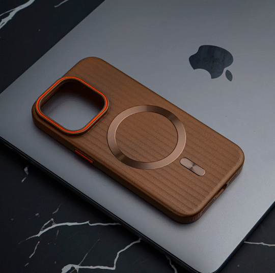 iPhone 13 Pro Max Cover Case Brown Corrugated Hybrid Magsafe