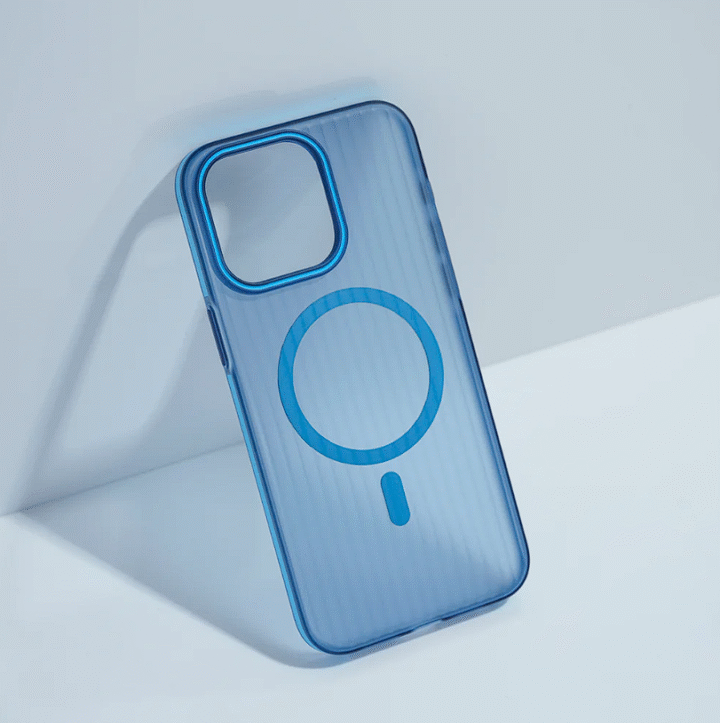 iPhone 15 Cover With Camera Protection Blue Corrugated Case - Image 2