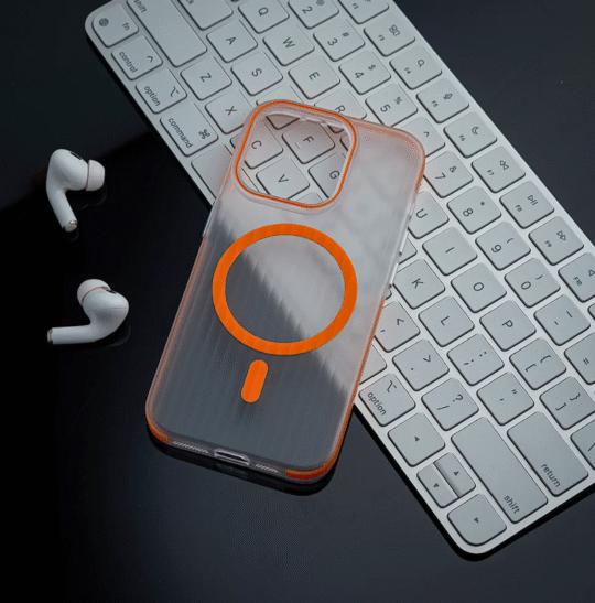 iPhone 14 Phone Cover White - Orange Wave Ultra Luxury Case
