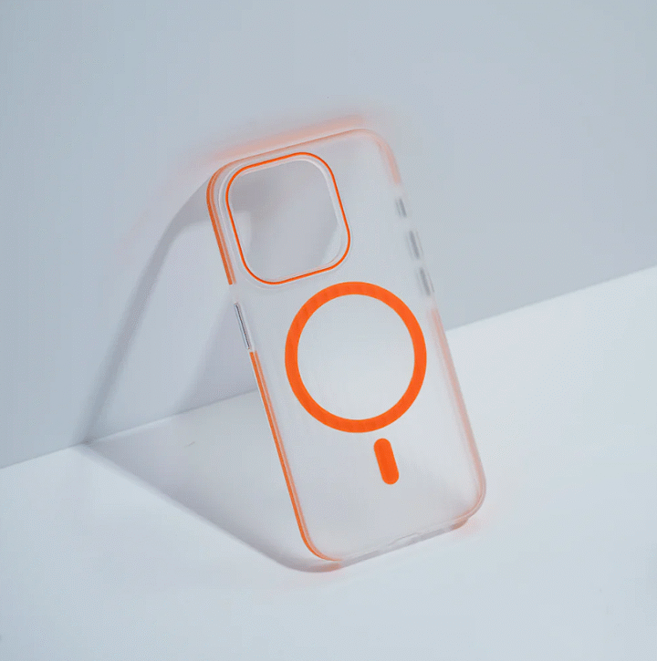 iPhone 15 Cover With Camera Protection Corrugated Case - White Orange - Image 2