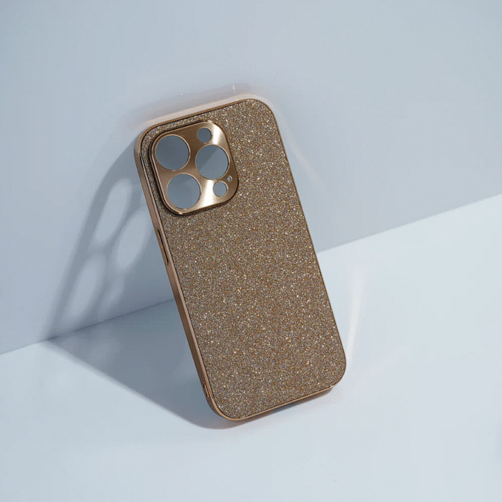 iPhone 15 Cover With Camera Protection Gold Glitter Case - Image 2