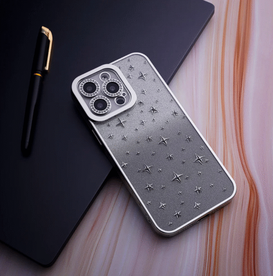 iPhone 15 Cover Shockproof Glitter Girl Silver Phone Case
