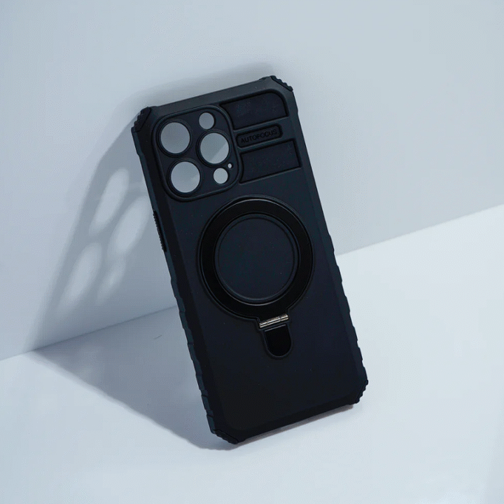 iPhone 15 Cover Black Stylish Phone Holder Case - Image 2