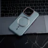 Iphone 13 back cover corrugated shadow design with magsafe white case 01