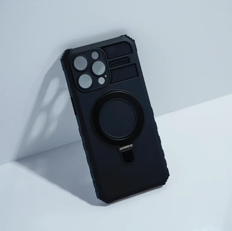 Iphone 14 cover black case with ring holder 02