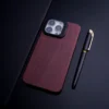 Iphone 14 cover with camera protection brown case 01