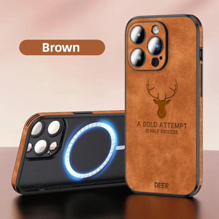 Iphone 14 pro back cover – shockproof vegan leather case 01