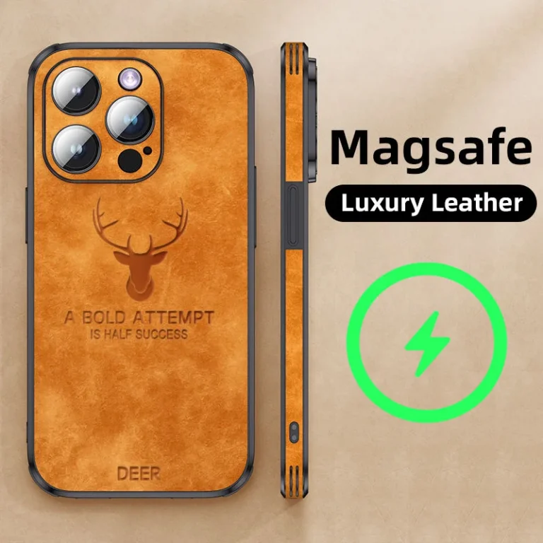 Iphone 14 pro back cover – shockproof vegan leather case 04