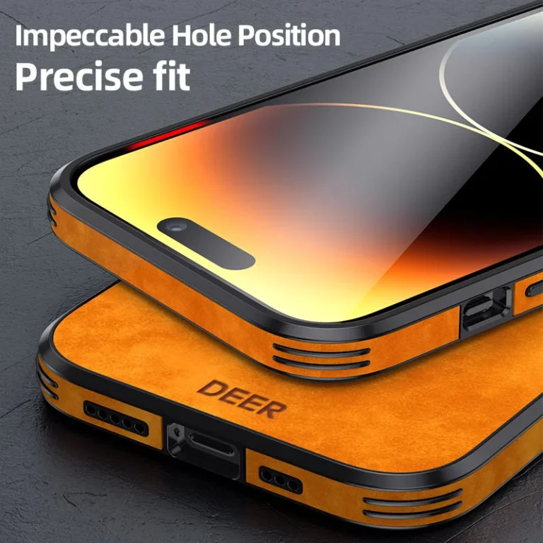 Iphone 14 pro back cover – shockproof vegan leather case 06