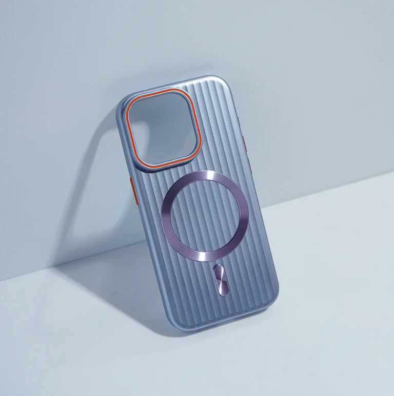 Iphone 15 back cover stylish light blue corrugated case 02